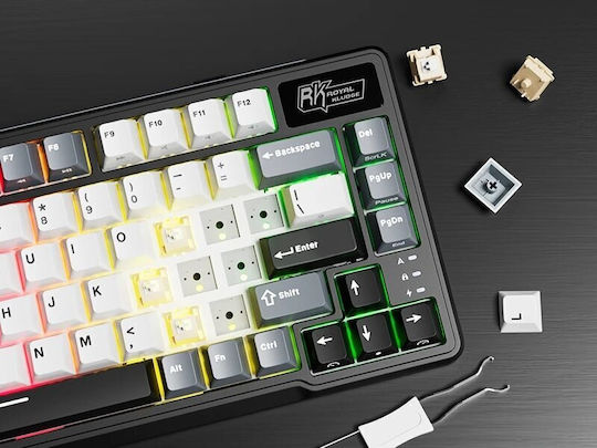 Royal Kludge RK-L75 Drahtlos Gaming Mechanische Tastatur 75% mit Benutzerdefiniert Beige Schaltern und RGB-Beleuchtung (Englisch US) Gray