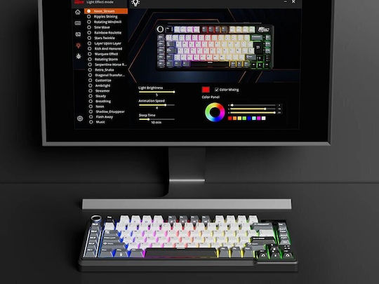 Royal Kludge RK-L75 Wireless Gaming Mechanical Keyboard 75% with Custom Cream switches and RGB lighting (English US) Gray