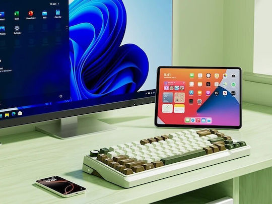 Royal Kludge RK-L75 Wireless Gaming Mechanical Keyboard 75% with Custom Beige switches and RGB lighting (English US) Gray