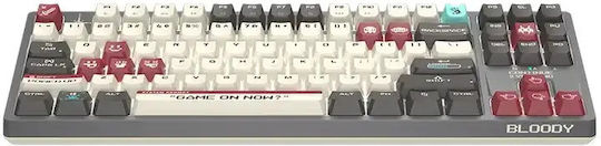 A4Tech Bloody S87 Pixels Red Gaming Μηχανικό Πληκτρολόγιο Tenkeyless με BLMS Red Plus διακόπτες και RGB φωτισμό (International English) Grey/Red