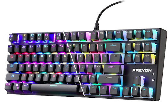 Preyon Blitz Claw Gaming Μηχανικό Πληκτρολόγιο Tenkeyless με Gateron Blue διακόπτες και RGB φωτισμό (Αγγλικό US)