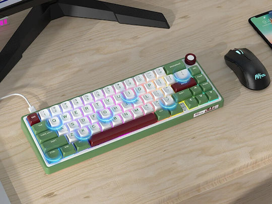 Royal Kludge R65 Wireless Gaming Mechanical Keyboard with Custom Brown switches and RGB lighting (English US) Green