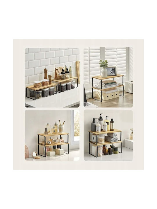 Tabletop Wooden Rack 33.5x18.5x14.5cm 2 Pieces Beige