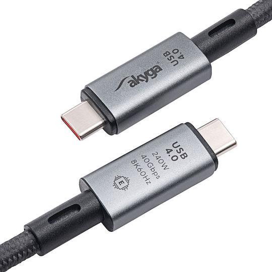 Akyga USB 4 Video Cable USB-C male - USB-C 240W PD Μαύρο 1m AK-USB-45