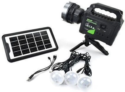 Solare Beleuchtungssystem Solar Kit Beleuchtung 3 mit Blitzlicht 3 Lampen und Ladegerät USB 105672