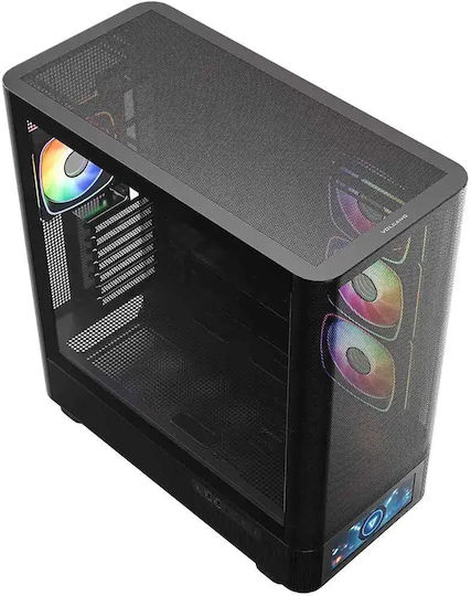 Modecom Volcano AQ500 Gaming Midi Tower Кутия За Компютър Със Страничен Прозорец И ARGB Осветление Черна
