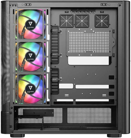 Modecom Volcano AQ500 Gaming Midi Tower Кутия За Компютър Със Страничен Прозорец И ARGB Осветление Черна