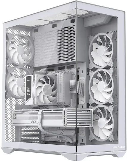 Modecom Volcano SPACE XL Gaming Full Tower Κουτί Υπολογιστή με Πλαϊνό Παράθυρο και ARGB Φωτισμό Λευκό
