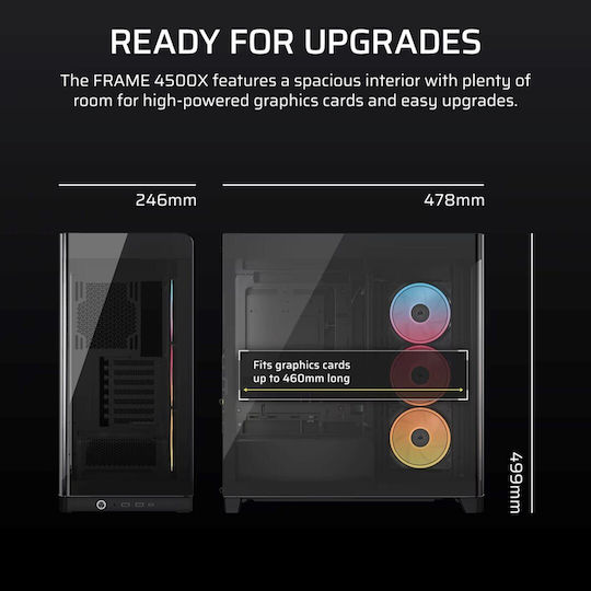 Corsair Frame 4500X LX-R RGB Gaming Midi Tower Κουτί Υπολογιστή με Πλαϊνό Παράθυρο Μαύρο