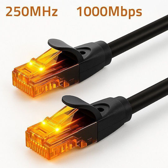 Qoltec U/UTP Cat.6 Gigabit Network Cable Ethernet 15m Black