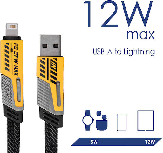Akyga Равен USB към Type-C / Lightning кабел Сив 1m AK-USB-57