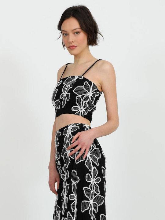 Γυναικείο Crop Top με Τιράντες Μαύρη