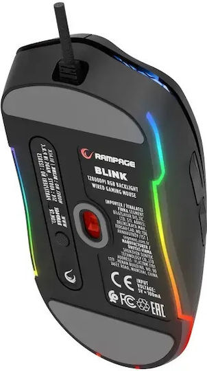 Rampage RGB Gaming Ποντίκι 12800 DPI Μαύρο