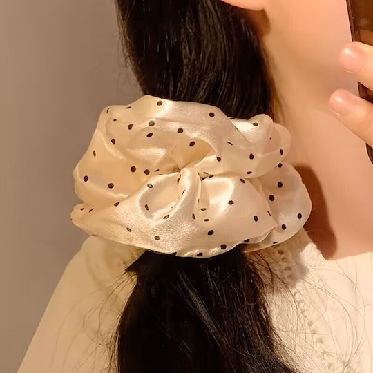 By Queen Scrunchie Satin Polka Dot Black Base Ecru Random Selection