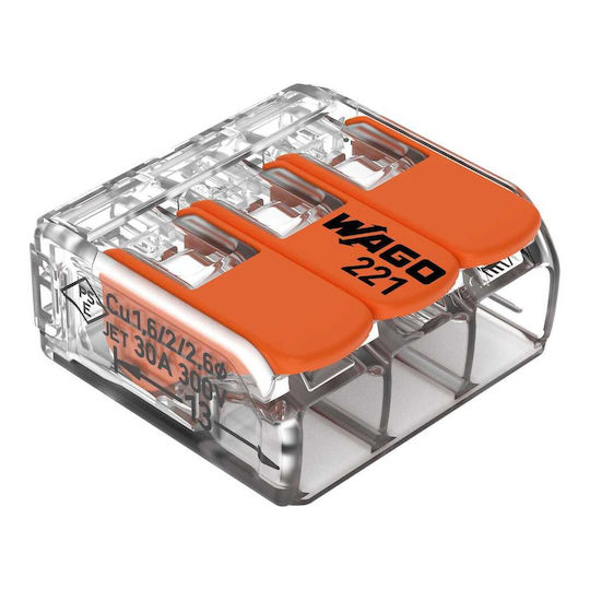 Conector Ramificat 3 Fire Max 6 Mm² 30 Bucăți Wago 221-613