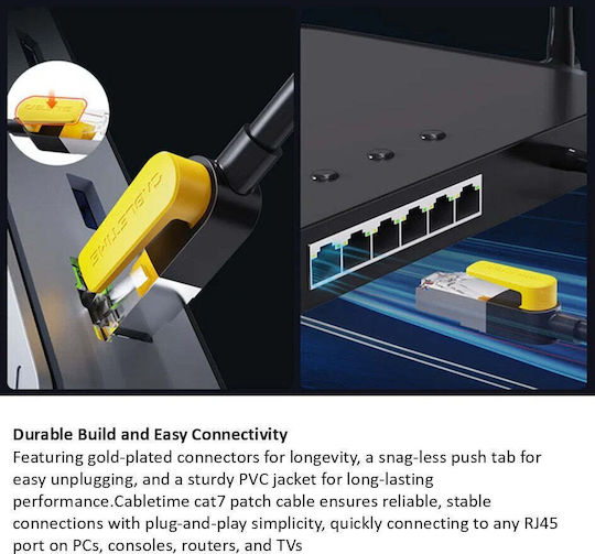 Cabletime U/FTP (STP) Cat.7 (10Gbps) Καλώδιο Δικτύου Ethernet 10m Μαύρο