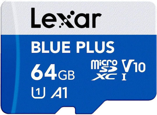 Lexar Plus SDXC 64GB Class 10 UHS-I 100MB/s με αντάπτορα