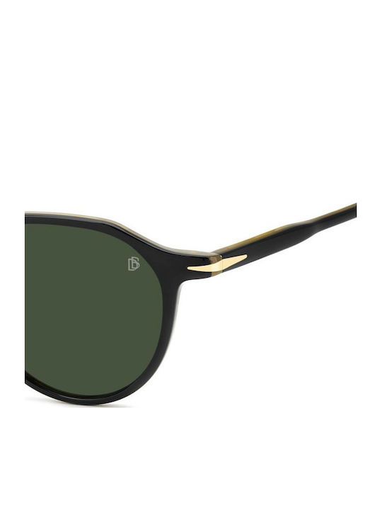 David Beckham Unisex Sunglasses with Black Horn-Rimmed Frame and Green Lens DB 1217/S PPO/O7
