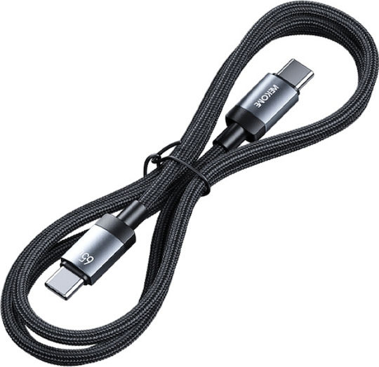 WK Плетен USB 2.0 Кабел USB-C Мъжки - USB-C 65W Черен 1m 250973