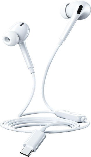 WK Yb06 In-ear Handsfree Ακουστικά με Βύσμα USB-C Λευκό
