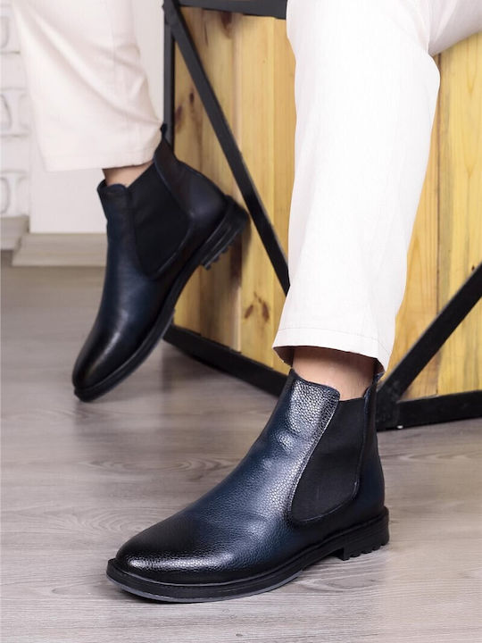 Lässige Herrenstiefel aus Leder in Marineblau