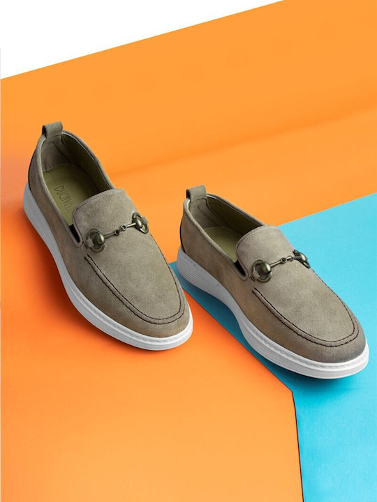 Suede Men's Moccasins in Beige Colour