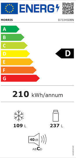 Morris Ψυγειοκαταψύκτης 346lt Total NoFrost Υ195xΠ60xΒ65.8εκ. Inox D73345DBN