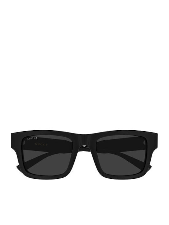 Gucci Men's Sunglasses with Black Horn-Rimmed Frame and Grey Lens GG2072SA 001