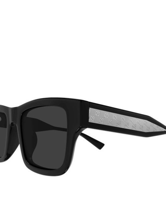 Gucci Men's Sunglasses with Black Horn-Rimmed Frame and Grey Lens GG2072SA 001