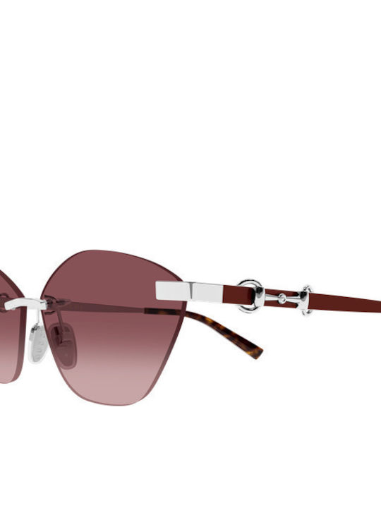 Gucci Damentagessonnenbrille mit Goldmetallischem Rahmen und Lila Gläser GG2050S 003