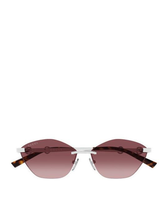 Gucci Damentagessonnenbrille mit Goldmetallischem Rahmen und Lila Gläser GG2050S 003