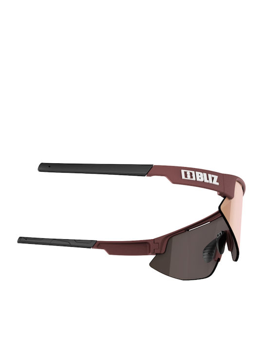 Bliz Matrix Small Bărbătești Ochelari de soare cu Burgundy Cadru și Roz Oglindă Lentilă 52007-49