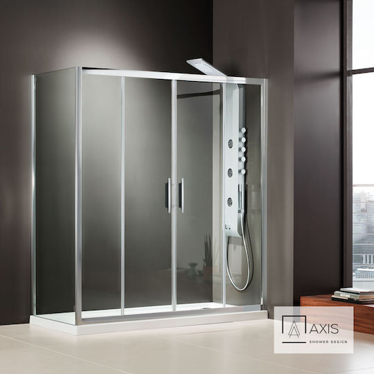 Devon Καμπίνα Ντουζιέρας με Συρόμενη Πόρτα 170x185x185cm Chrome