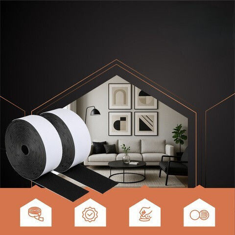 Adhesive Hook & Loop Tape Black 5m 5949143236479