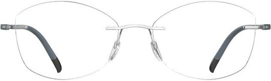 Silhouette Damen Metallischer Brillengestell aus Titan Silber SILH5540/JN-7000-53/17/130