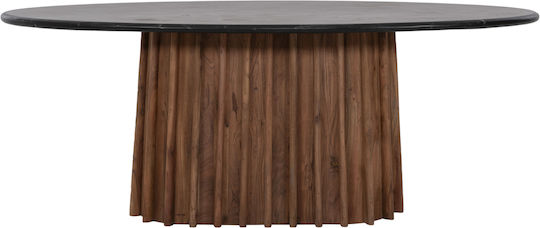 Draxx Ovaler Esszimmertisch aus Massivholz Schwarz 200x100x76cm