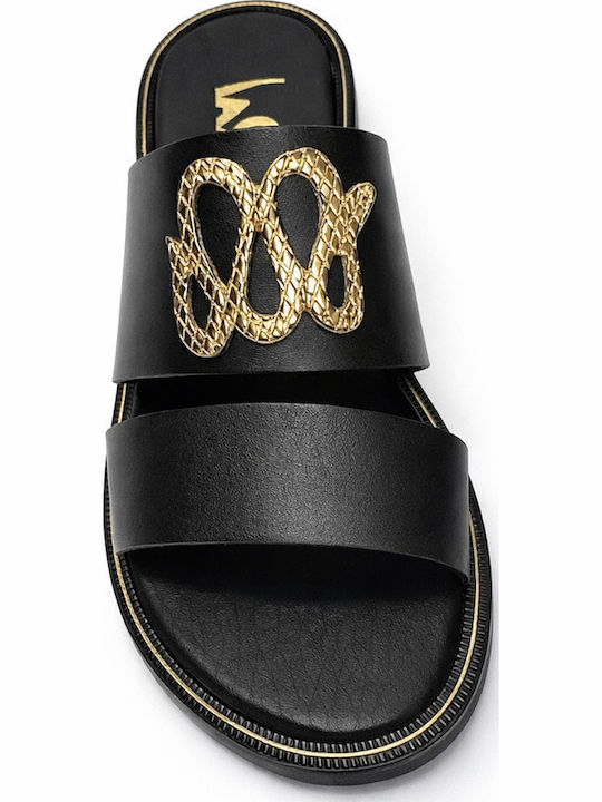 Leather Women's Flat Sandals Black