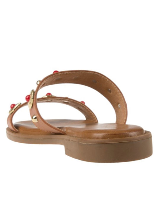 Damen Flache Sandalen Braun