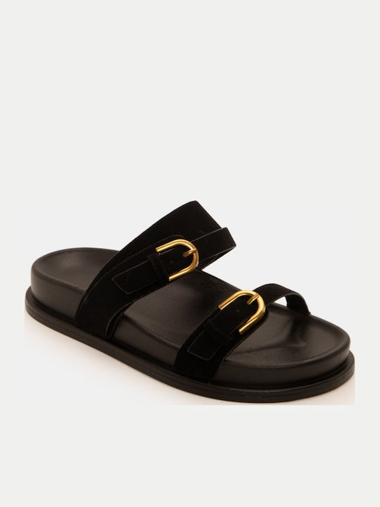 Flache Damen Sandalen Flatforms Schwarz