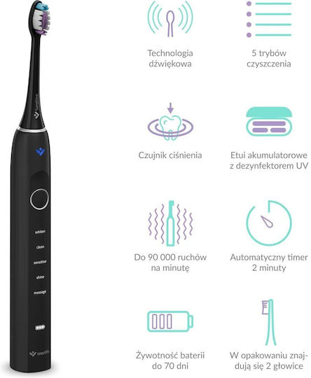 TrueLife Electric Toothbrush with Pressure Sensor and Travel Case Black