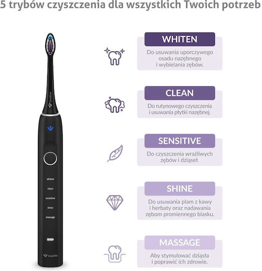 TrueLife Electric Toothbrush with Pressure Sensor and Travel Case Black