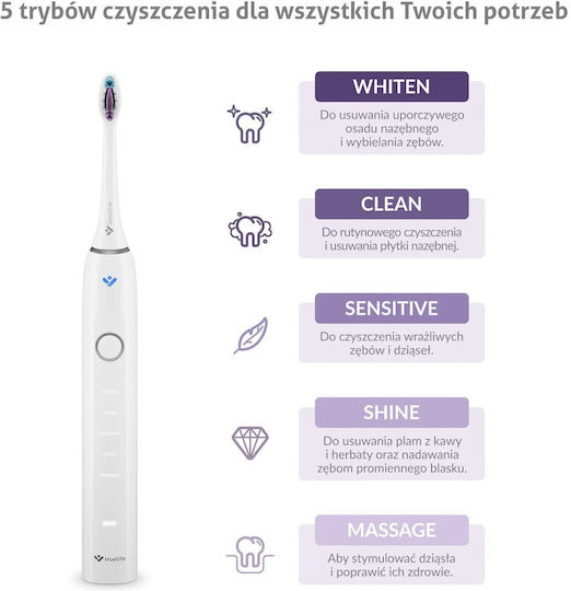 TrueLife Electric Toothbrush with Pressure Sensor and Travel Case White