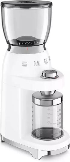 Smeg Elektrischer Kaffeemühle 150W mit einer Kapazität von 350gr und 30 Mahlstufen Weiß