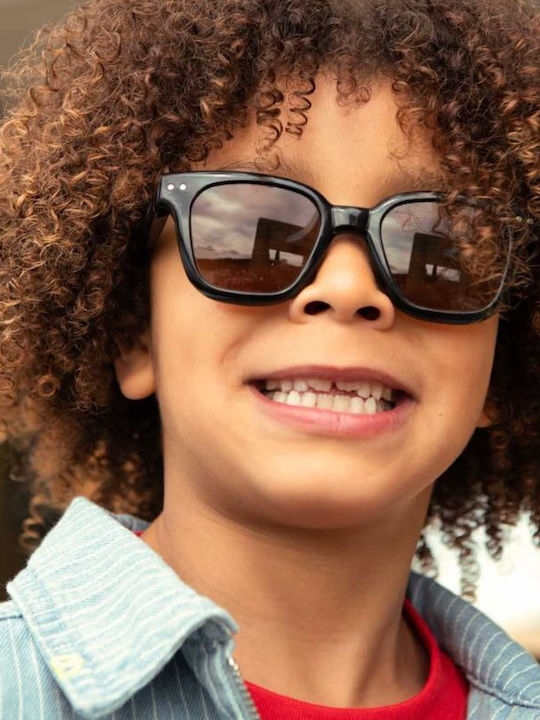 Izipizi Square Kids Sunglasses with Mirror Lens Black for 7-11 Years