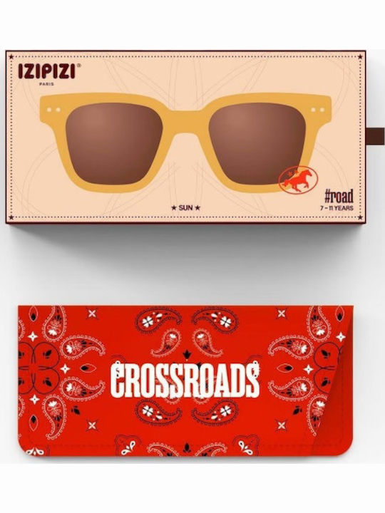 Izipizi Square Kids Sunglasses with Mirror Lens Brown for 7-11 Years