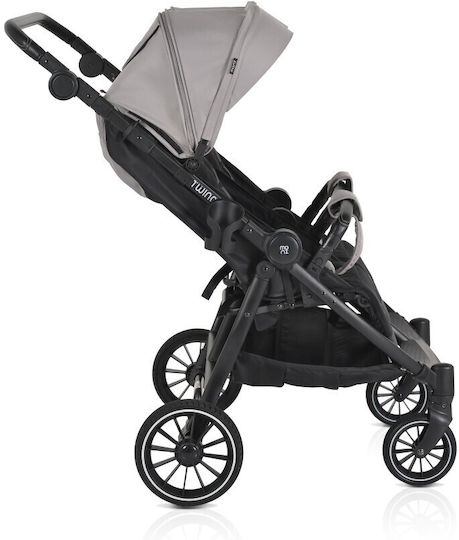 Moni TwinGo Doppelter Kinderwagen Geeignet für Neugeborene Silver 15.2kg