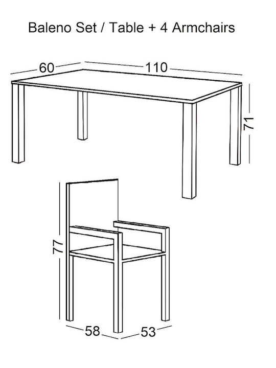 Masă Metalică Pentru Camera De Zi Pentru Spații Mici Exterioare Baleno Maro 53x58x77cm E240,3