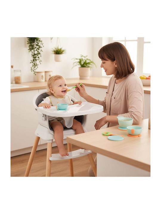 Ecotoys Baby Highchair 3 in 1 with Adjustable Height Gray