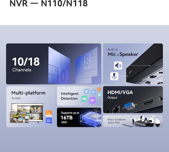 Imou NVR-N118-8A0E-P NVR Recorder 18 Channels with 4K Resolution