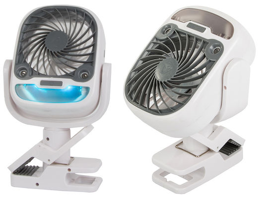 Ventilator Umidificator 2 În 1 Zola Birou Wireless Rotire 360° 3 Viteze Funcție Iluminare Cu Clema Suport Birou 25 X 12.5 X 12.5 Cm Alb